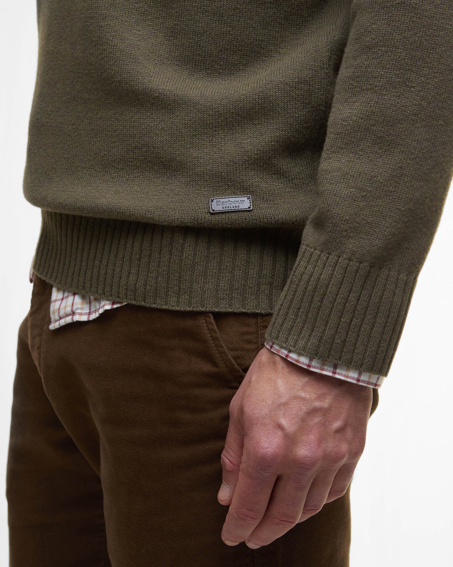 Barbour Kelson Mens Half Zip Knitted Jumper - Olive | CHO | Designer Mens Half Zip Jumpers