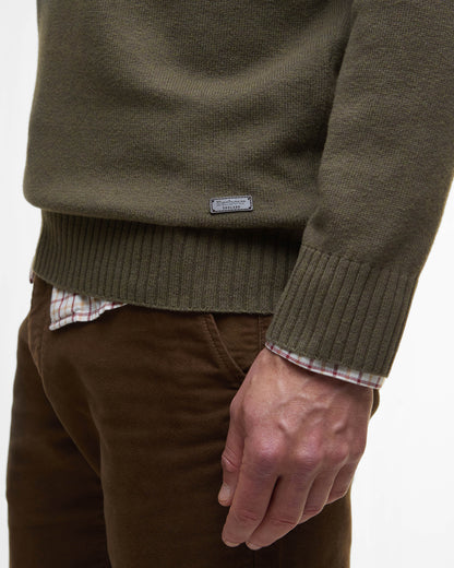 Barbour Kelson Mens Half Zip Knitted Jumper - Olive | CHO | Designer Mens Half Zip Jumpers
