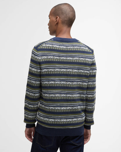 Barbour Topcliffe Mens Fairisle Crew Neck Sweater - Navy