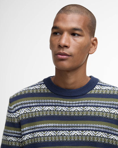 Barbour Topcliffe Mens Fairisle Crew Neck Sweater - Navy