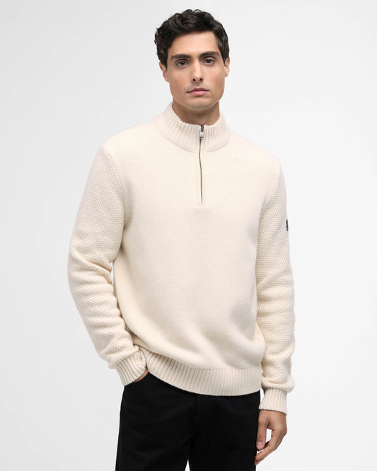Barbour International Enfield Mens Funnel Neck Jumper - Whisper White