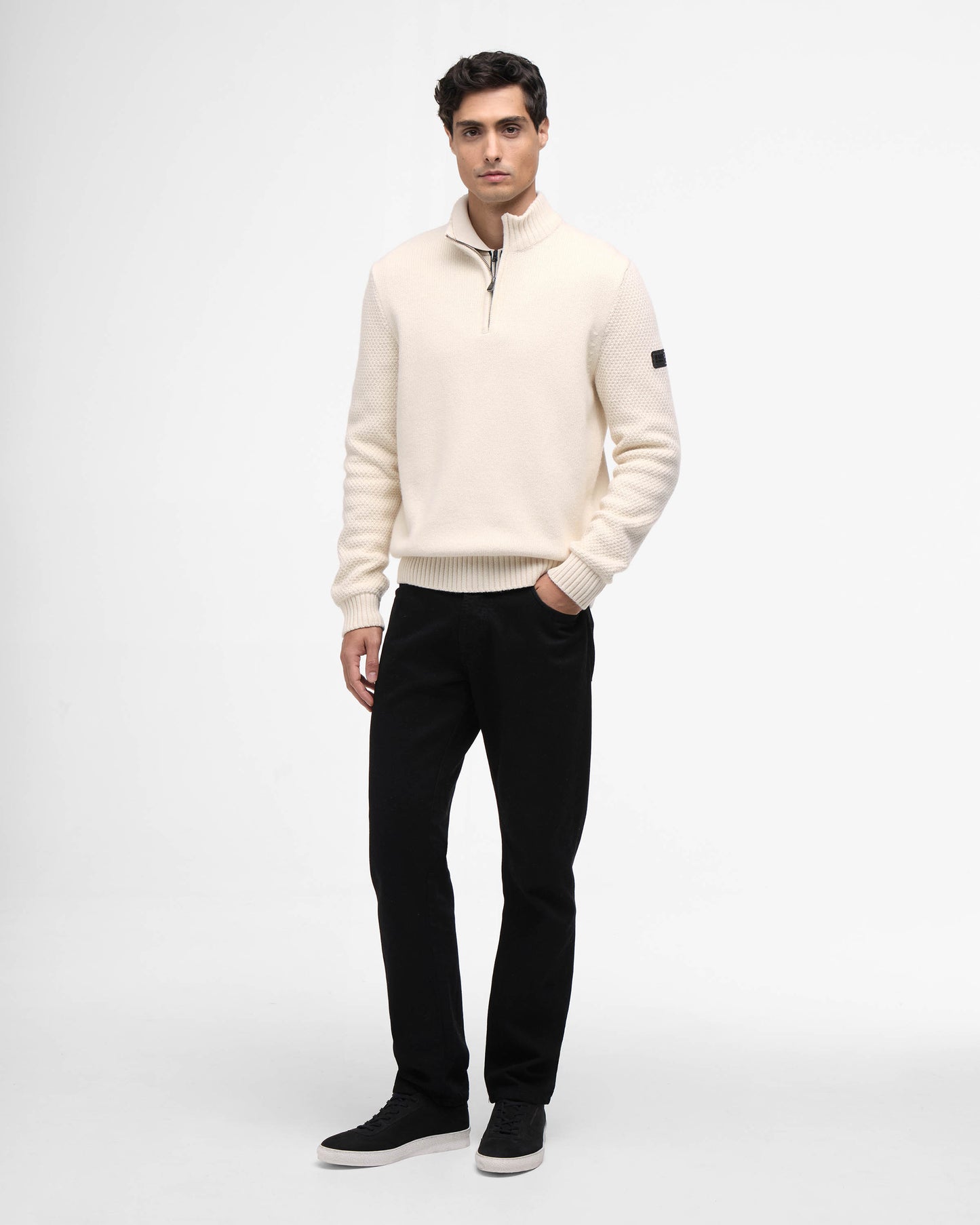 Barbour International Enfield Mens Funnel Neck Jumper - Whisper White