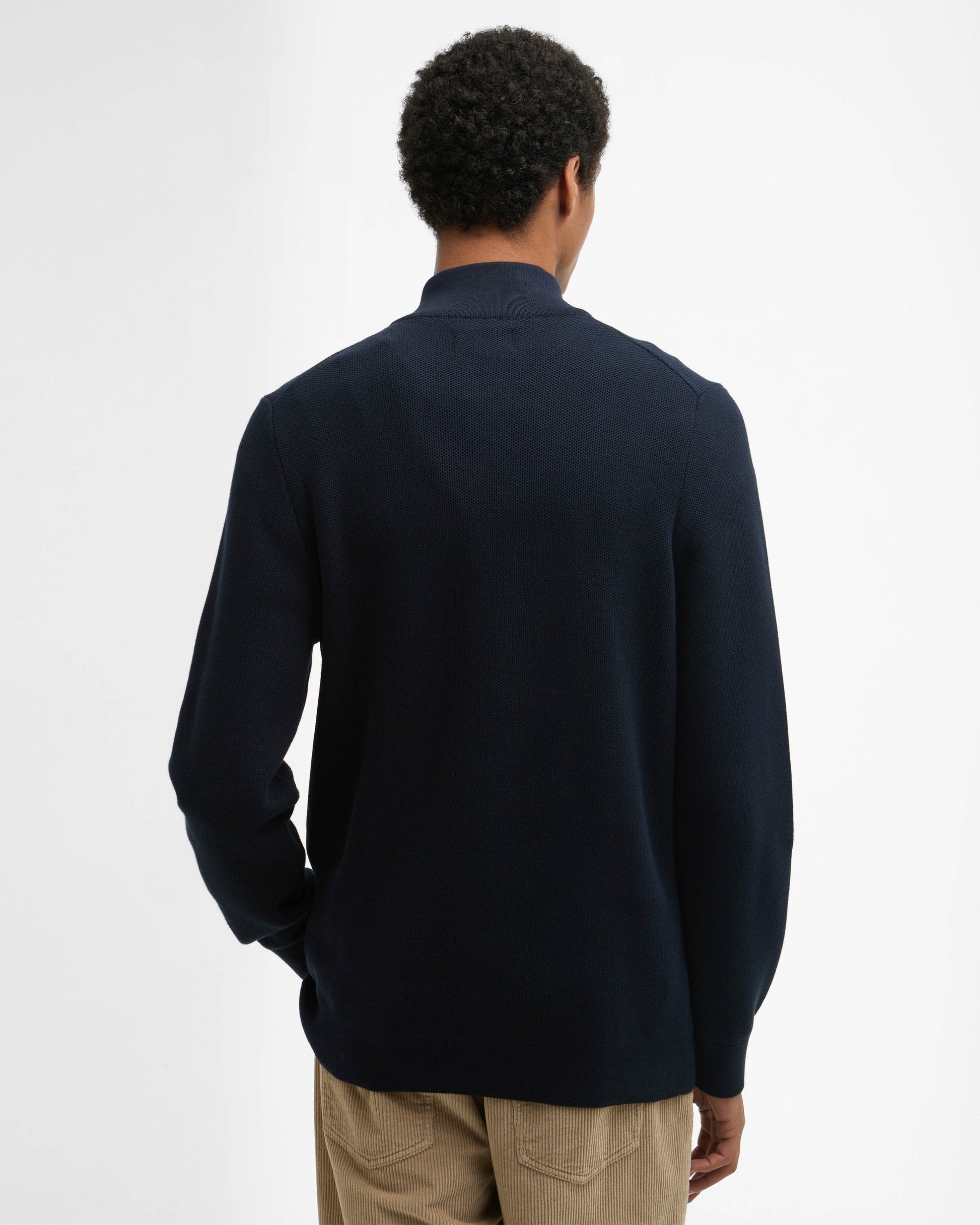 Barbour Essential Honeycomb Mens Half Zip Sweater - Navy | CHO | Designer Mens Half Zip Jumpers