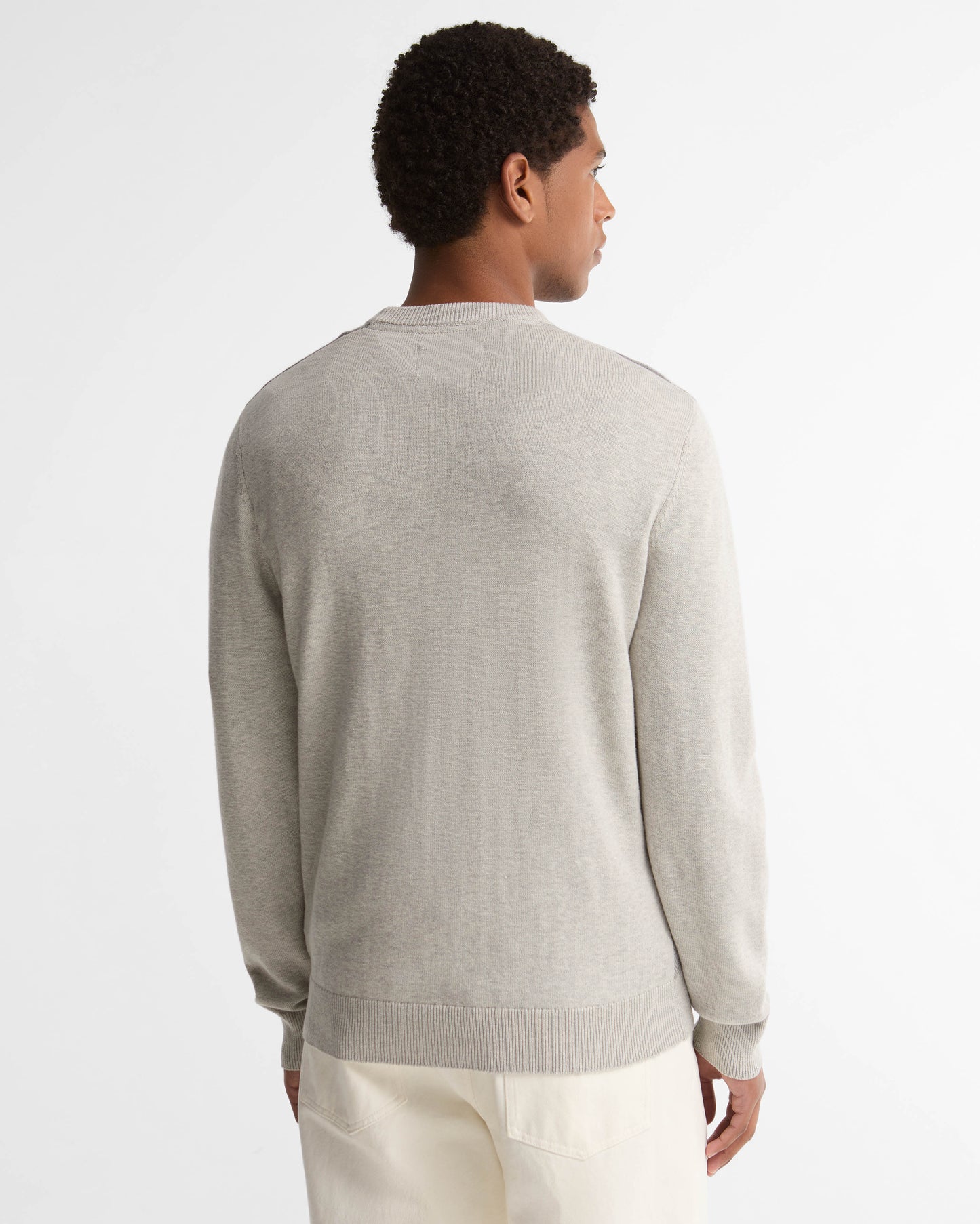 Barbour Mineral Mens Tartan Crew Neck Sweater - Grey Marl | CHO | Designer Mens Crew Neck Jumpers