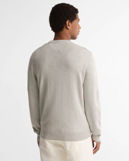 Barbour Mineral Mens Tartan Crew Neck Sweater - Grey Marl | CHO | Designer Mens Crew Neck Jumpers