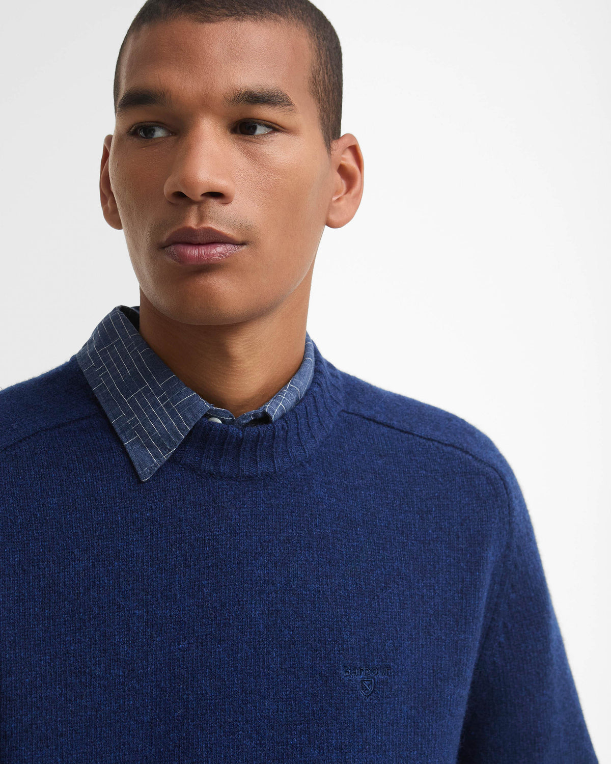 Barbour Newtown Mens Crew Neck Sweater - Inky Blue | CHO | Designer Mens Crew Neck Jumpers