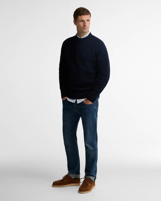 Barbour Newtown Mens Crew Neck Sweater - Navy | CHO | Designer Mens Crew Neck Jumpers