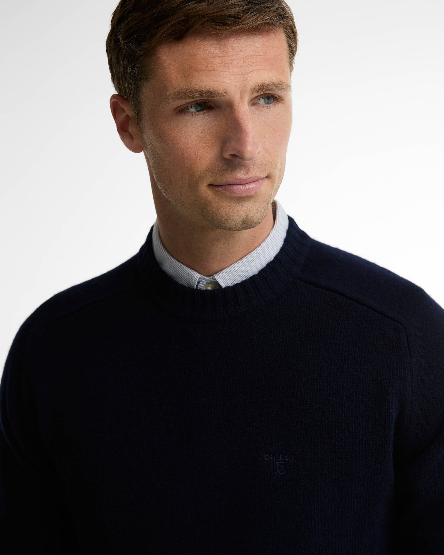 Barbour Newtown Mens Crew Neck Sweater - Navy | CHO | Designer Mens Crew Neck Jumpers