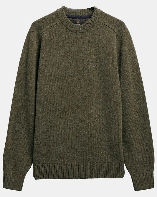 Barbour Newtown Mens Crew Neck Sweater - Mid Olive | CHO | Designer Mens Crew Neck Jumpers