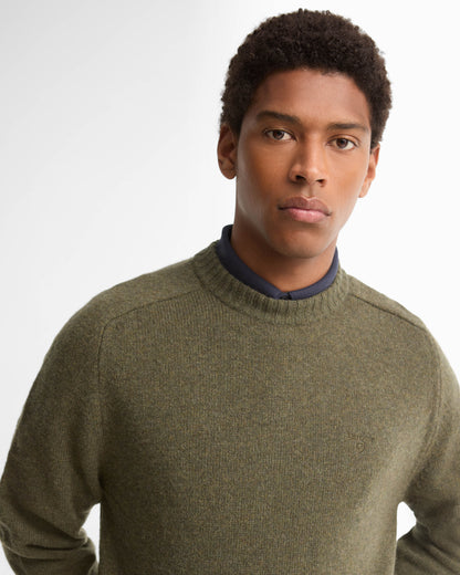 Barbour Newtown Mens Crew Neck Sweater - Mid Olive | CHO | Designer Mens Crew Neck Jumpers