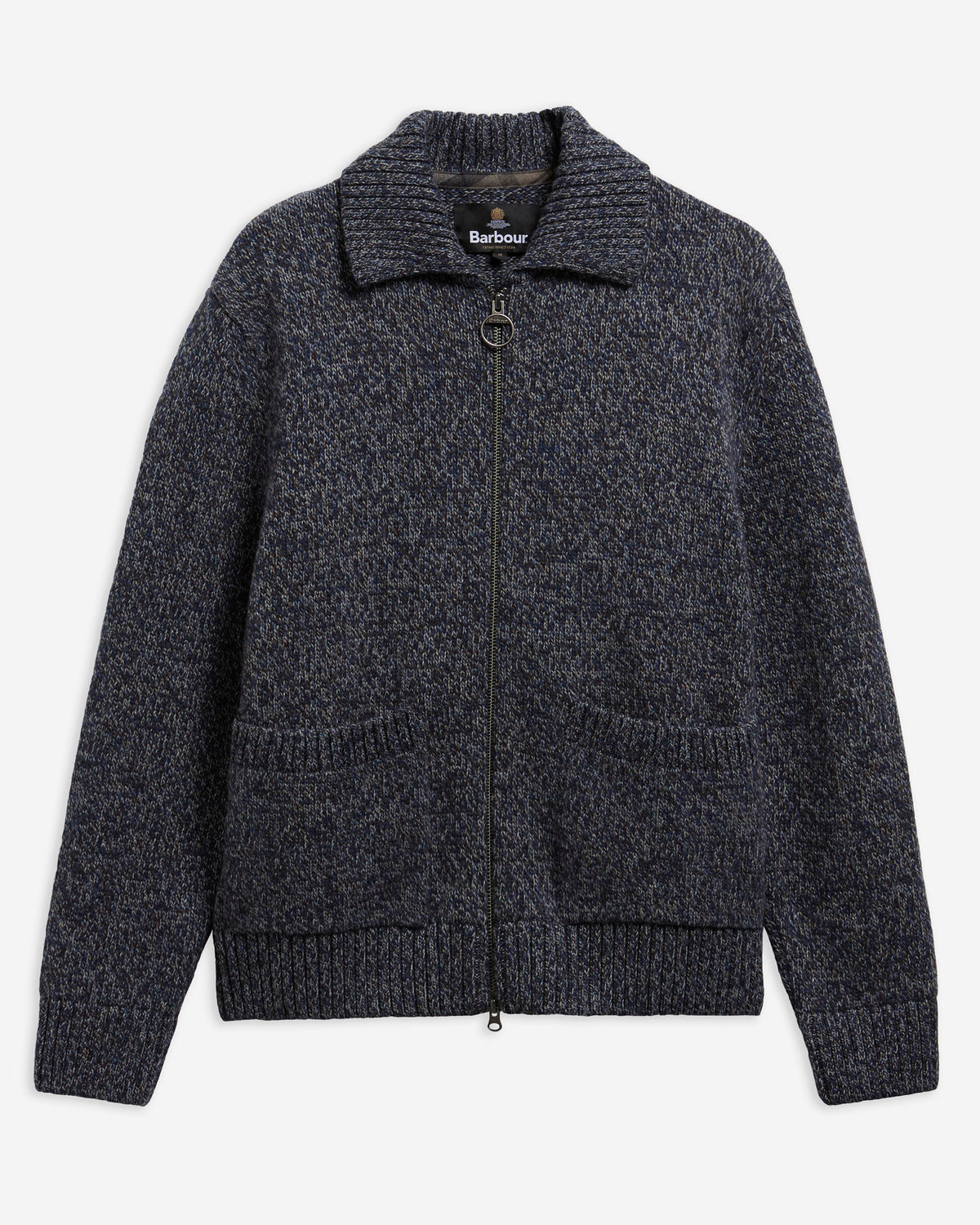 Barbour Broomhill Mens Zip Through Knitted Sweater - Blue Mix