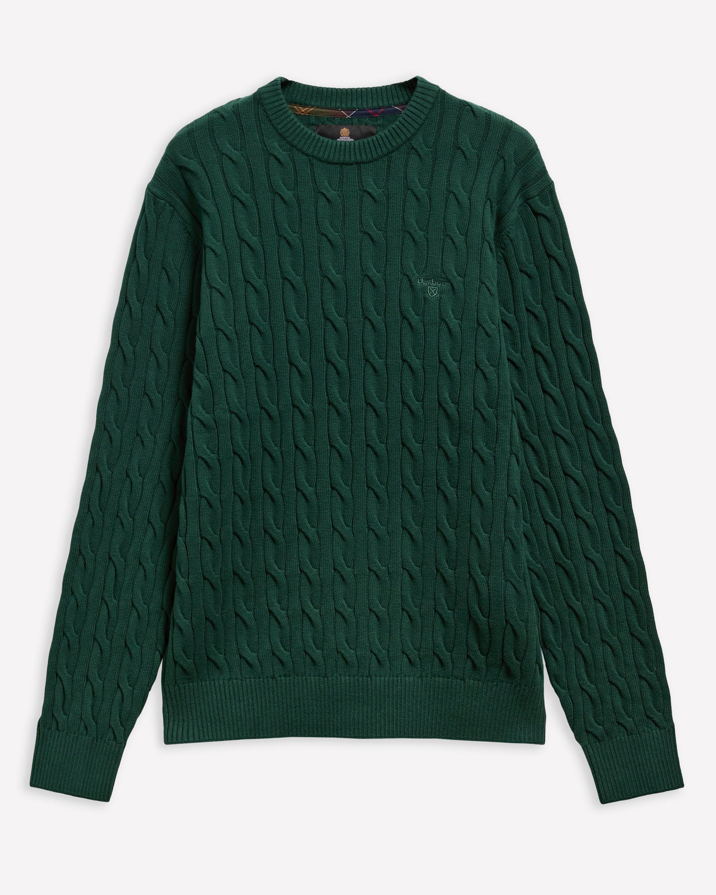 Barbour Alden Mens Cable Knit Crewneck Sweater - Seaweed