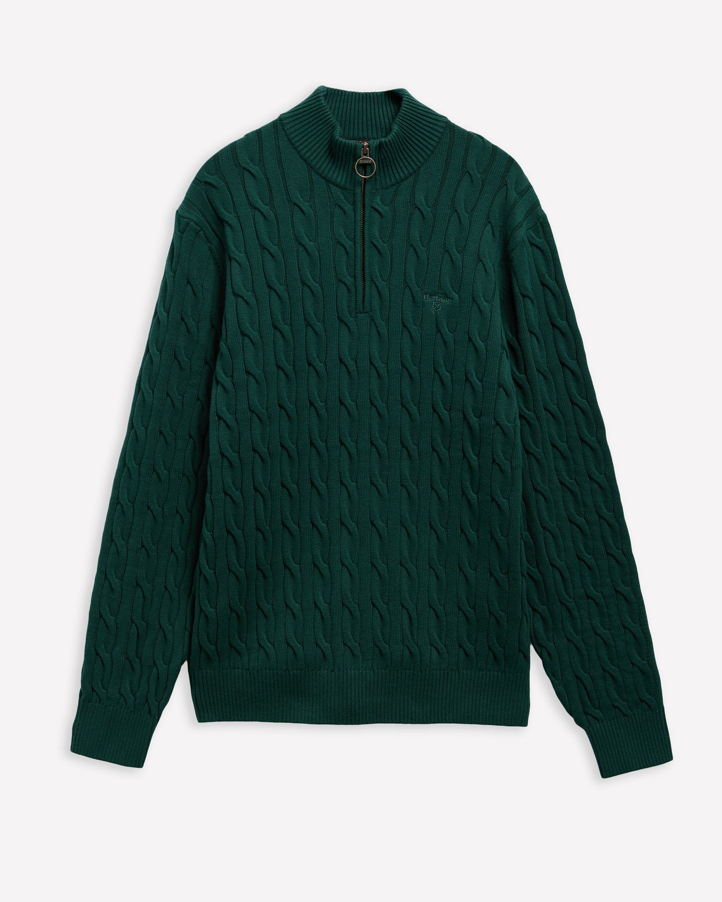 Barbour Alden Mens Cable Knit Half Zip Sweater - Seaweed