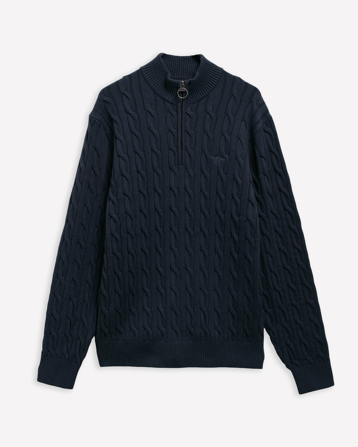 Barbour Alden Mens Cable Knit Half Zip Sweater - Navy