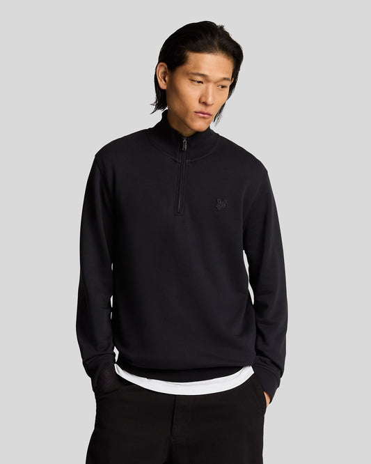 Lyle & Scott Superfine Quarter Zip Sweatshirt - Z865 Jet Black