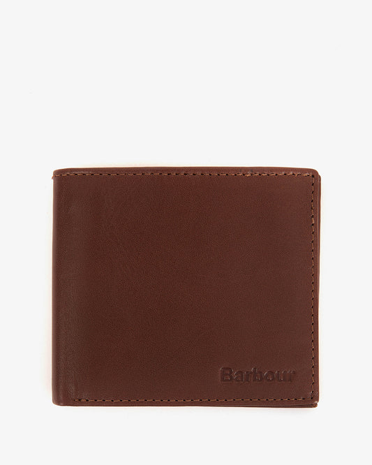 Barbour Colwell Mens Leather Billfold Wallet - Brown/Classic