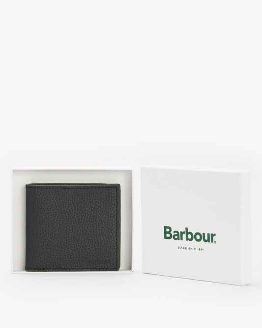 Barbour Mens Grain Leather Billfold Wallet - Black