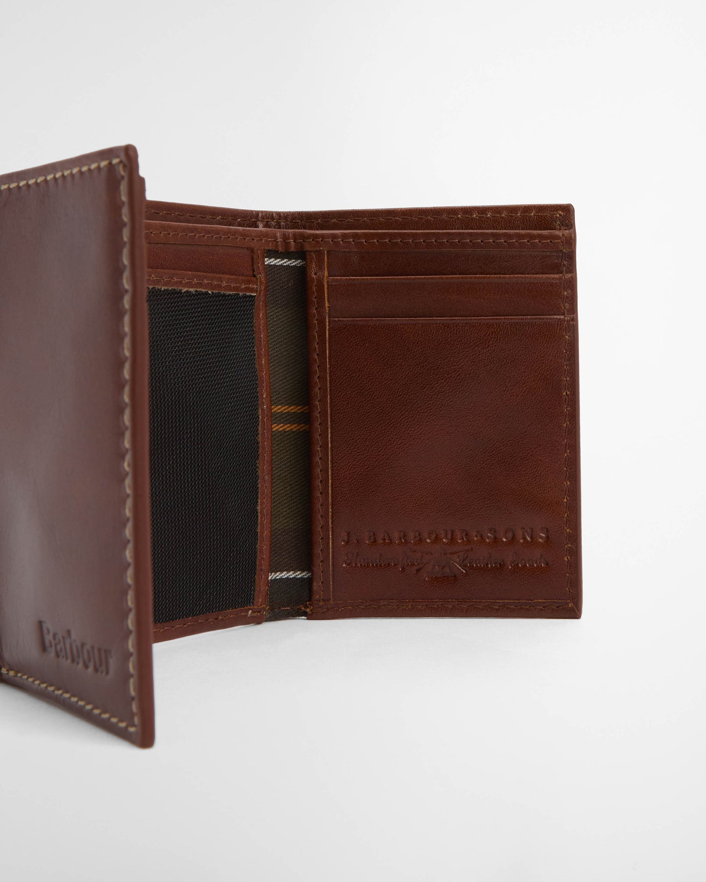 Barbour Bywell Mens Leather Bi Fold Wallet - Heritage Brown