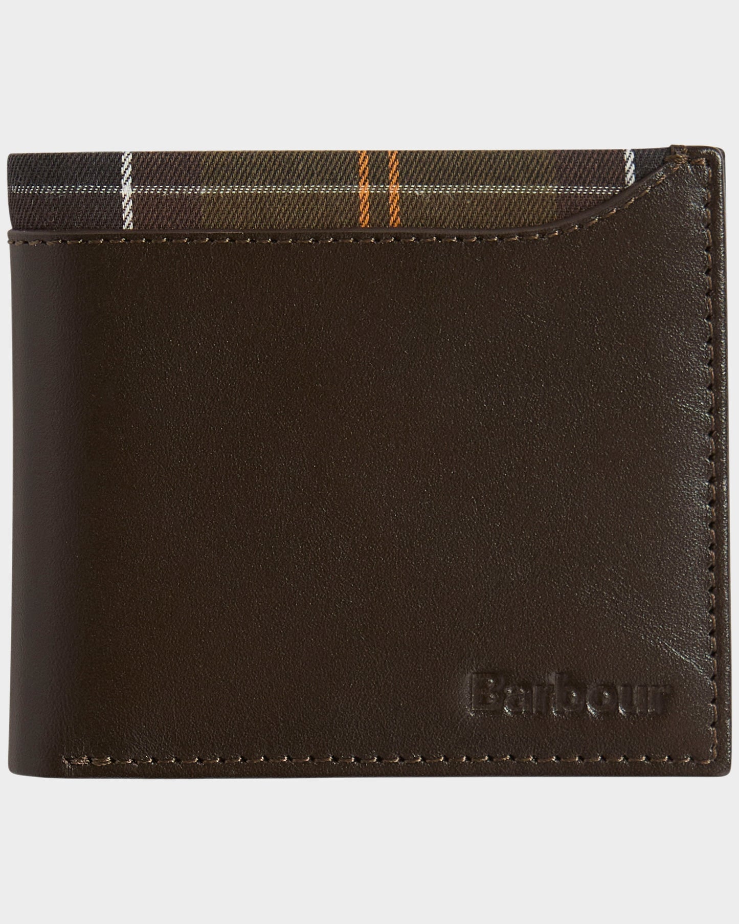 Barbour Brodick Mens Leather/Tartan Billfold Wallet - Brown/Classic | CHO | Designer Mens Wallets
