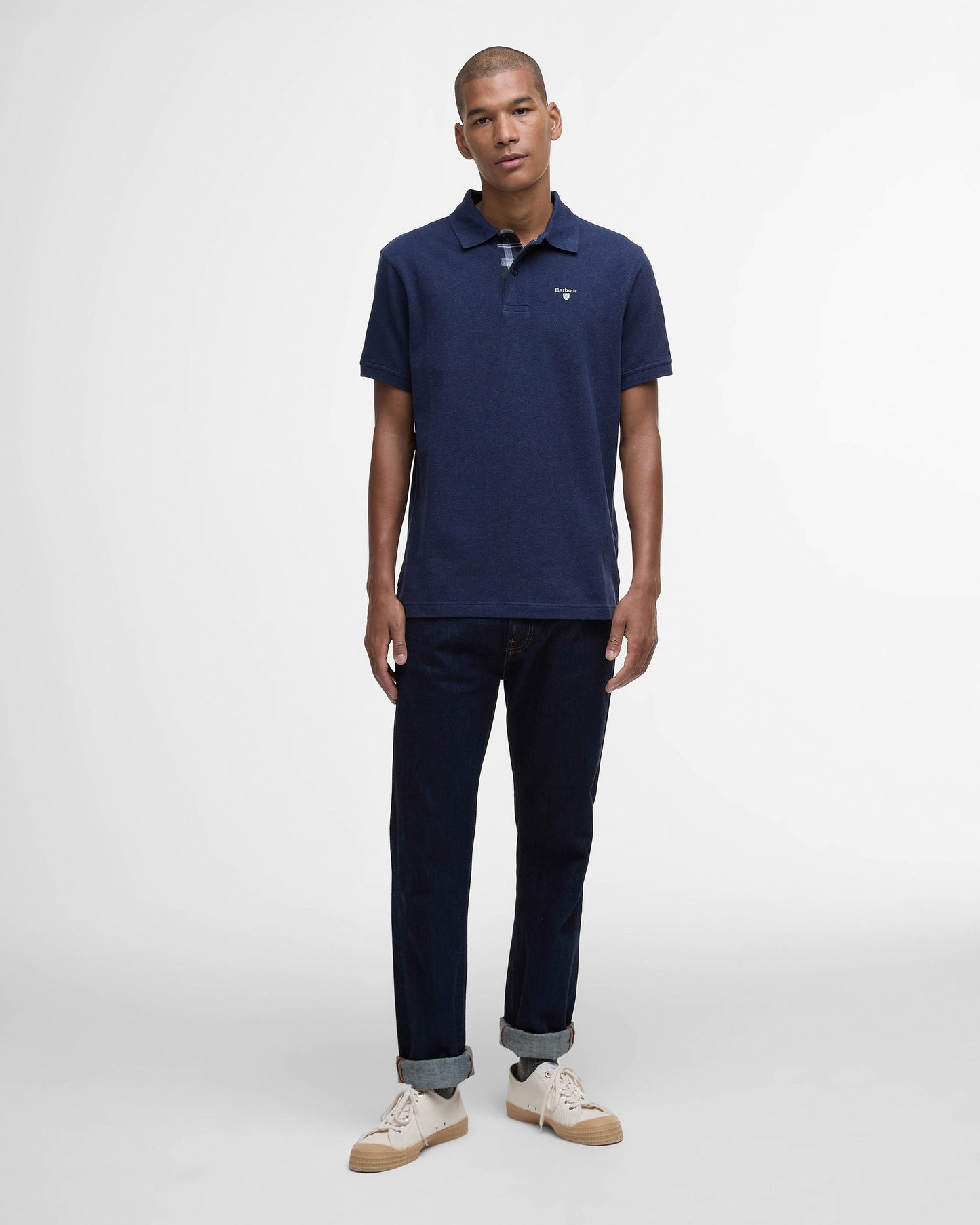 Barbour Tartan Pique Mens Polo - Inky Marl