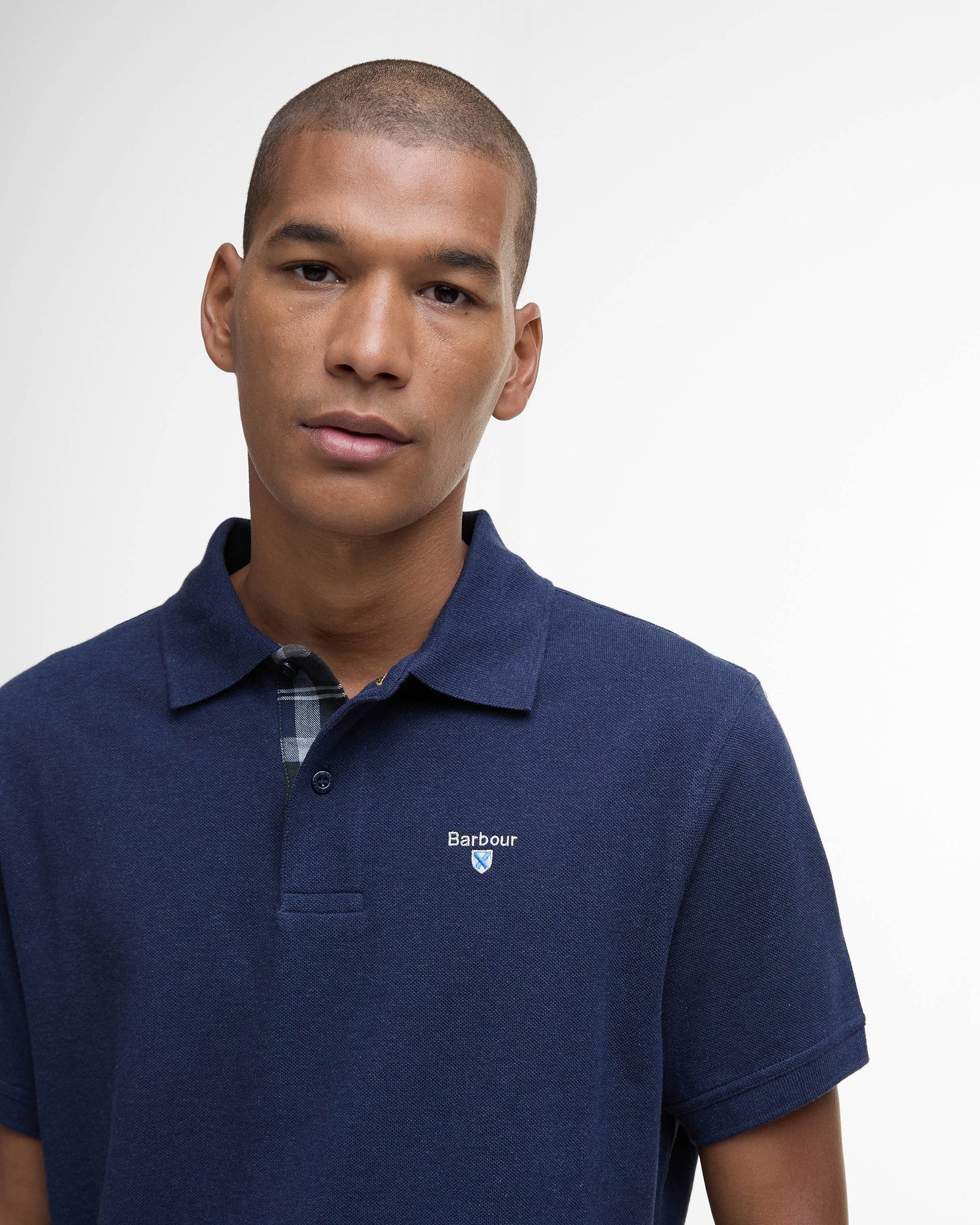 Barbour Tartan Pique Mens Polo - Inky Marl