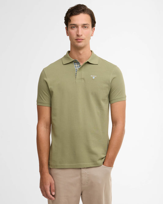 Barbour Tartan Pique Mens Polo - Laurel Green | CHO | Designer Mens Polo Shirts