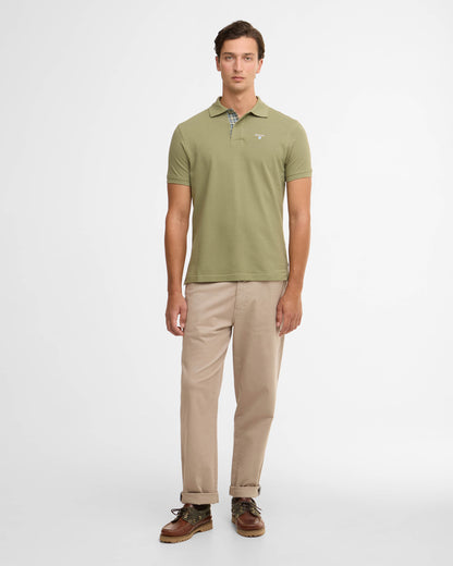Barbour Tartan Pique Mens Polo - Laurel Green | CHO | Designer Mens Polo Shirts