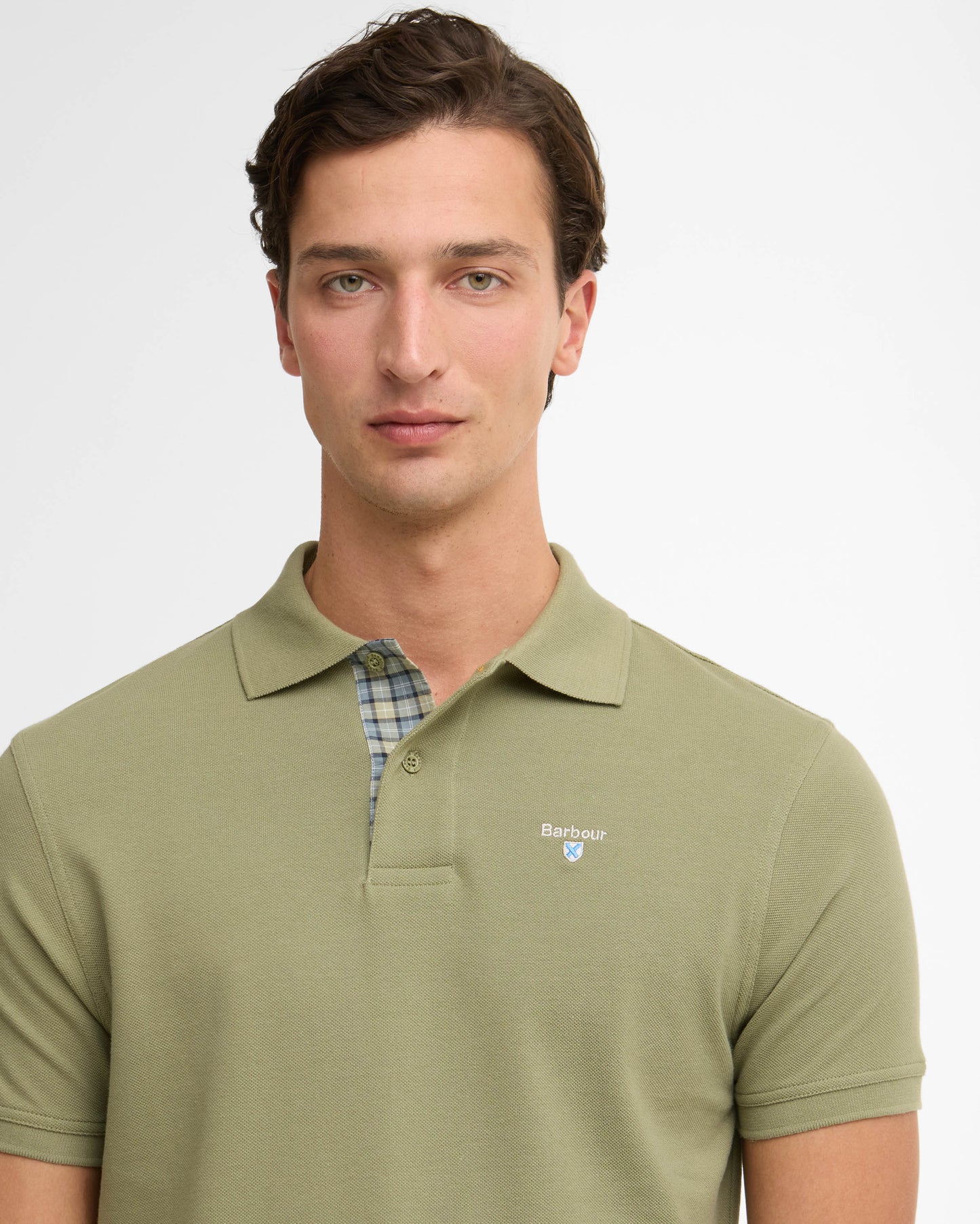 Barbour Tartan Pique Mens Polo - Laurel Green | CHO | Designer Mens Polo Shirts