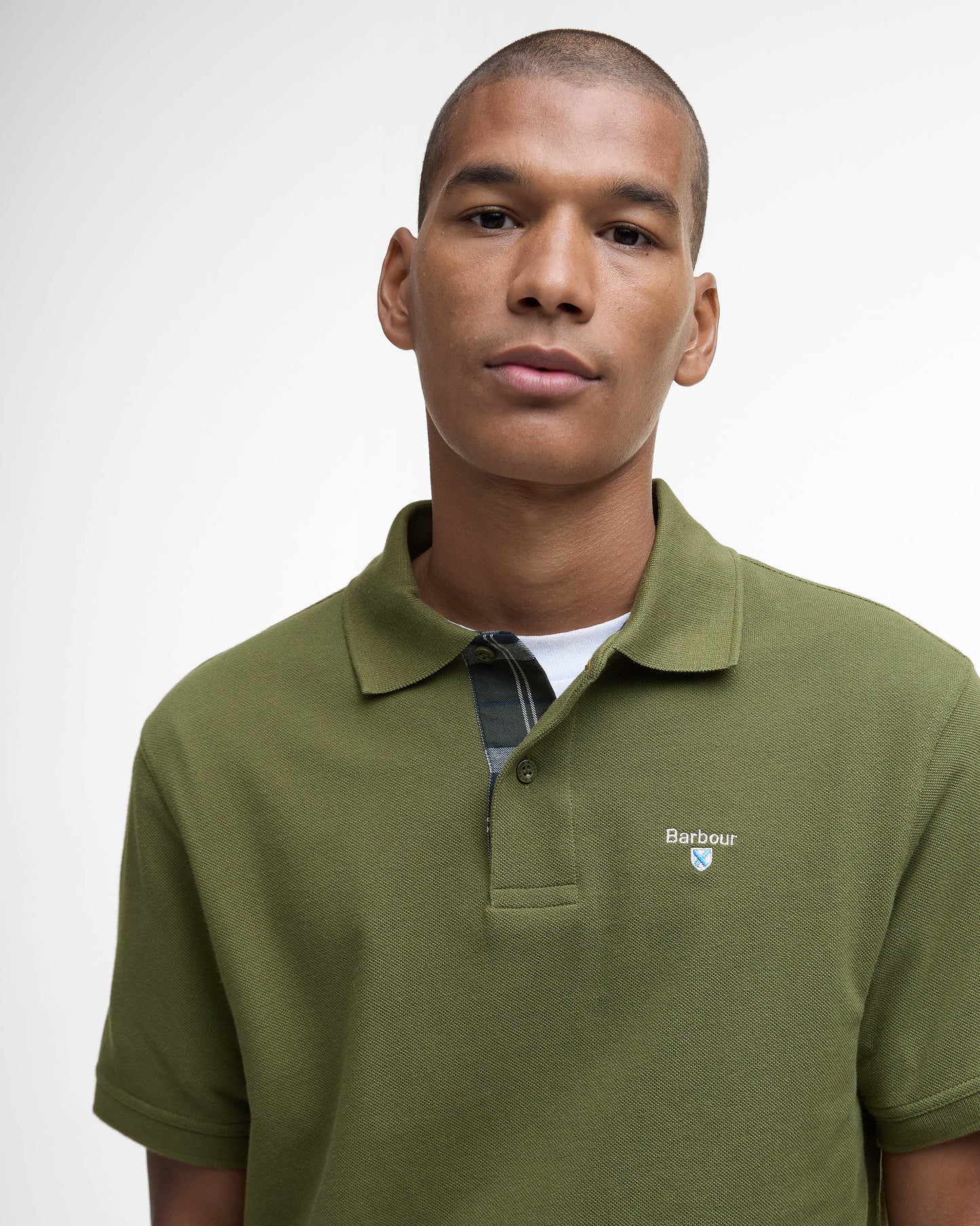 Barbour Tartan Pique Mens Polo - Winter Moss