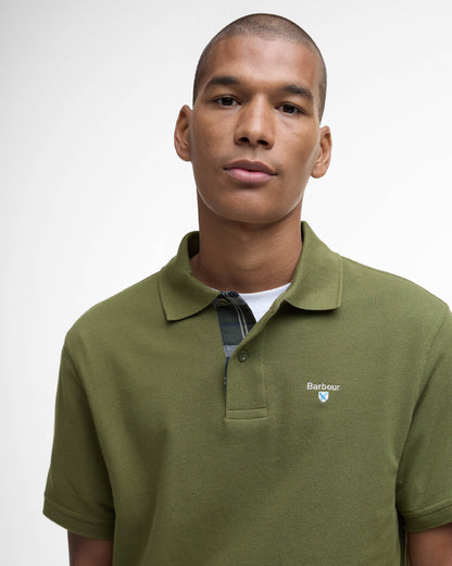 Barbour Tartan Pique Mens Polo - Winter Moss