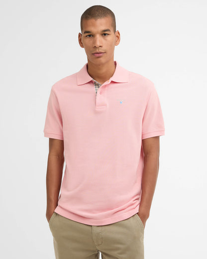 Barbour Tartan Pique Mens Polo - Mineral Pink