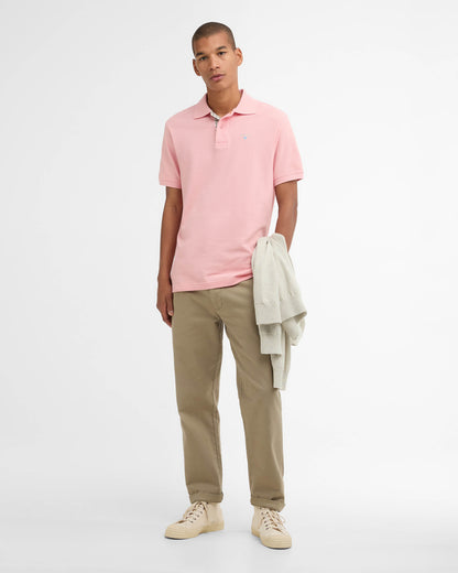 Barbour Tartan Pique Mens Polo - Mineral Pink