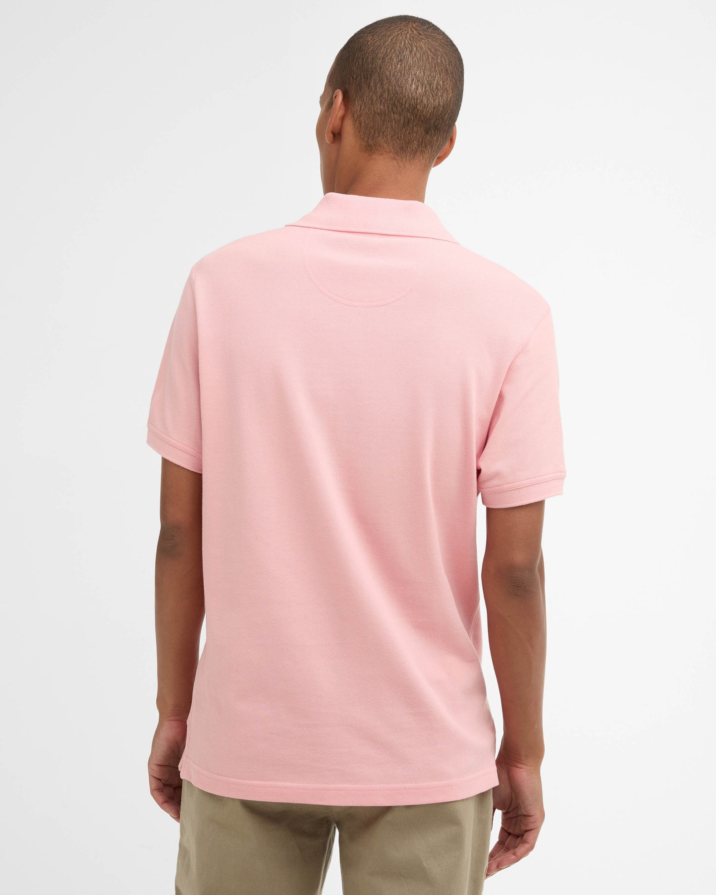Barbour Tartan Pique Mens Polo - Mineral Pink