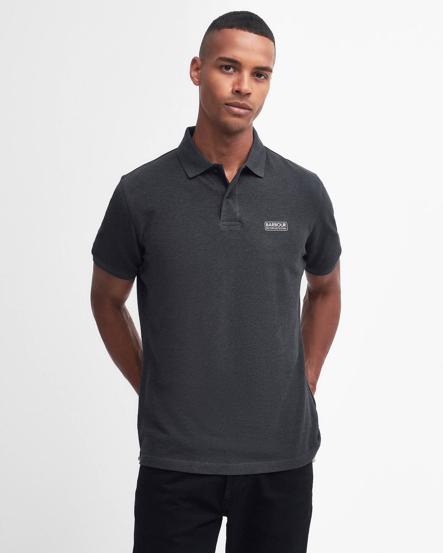 Barbour International Essential Short Sleeve Mens Polo - Asphalt Marl