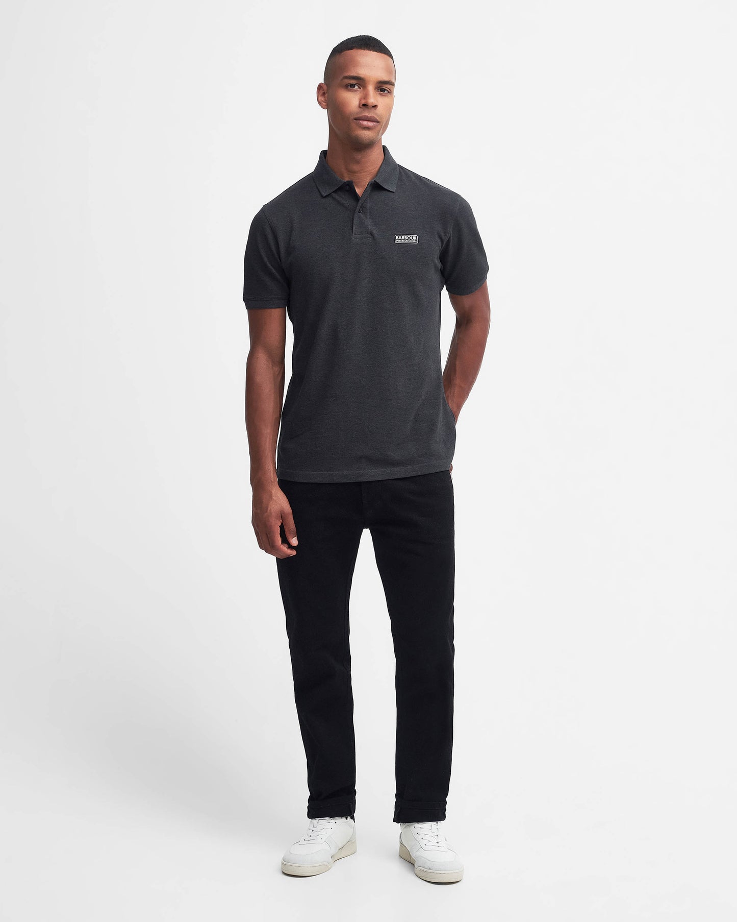 Barbour International Essential Short Sleeve Mens Polo - Asphalt Marl