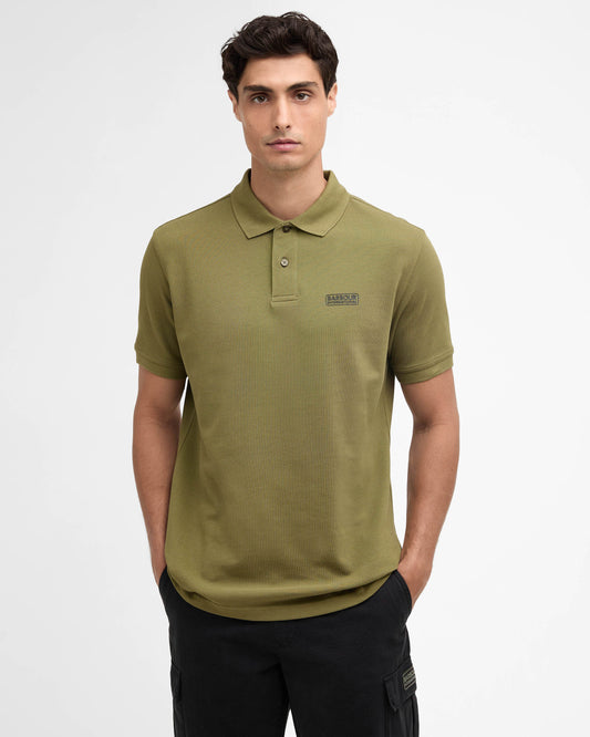 Barbour International Essential Short Sleeve Mens Polo - Cable Olive | CHO | Designer Mens Polo Shirts
