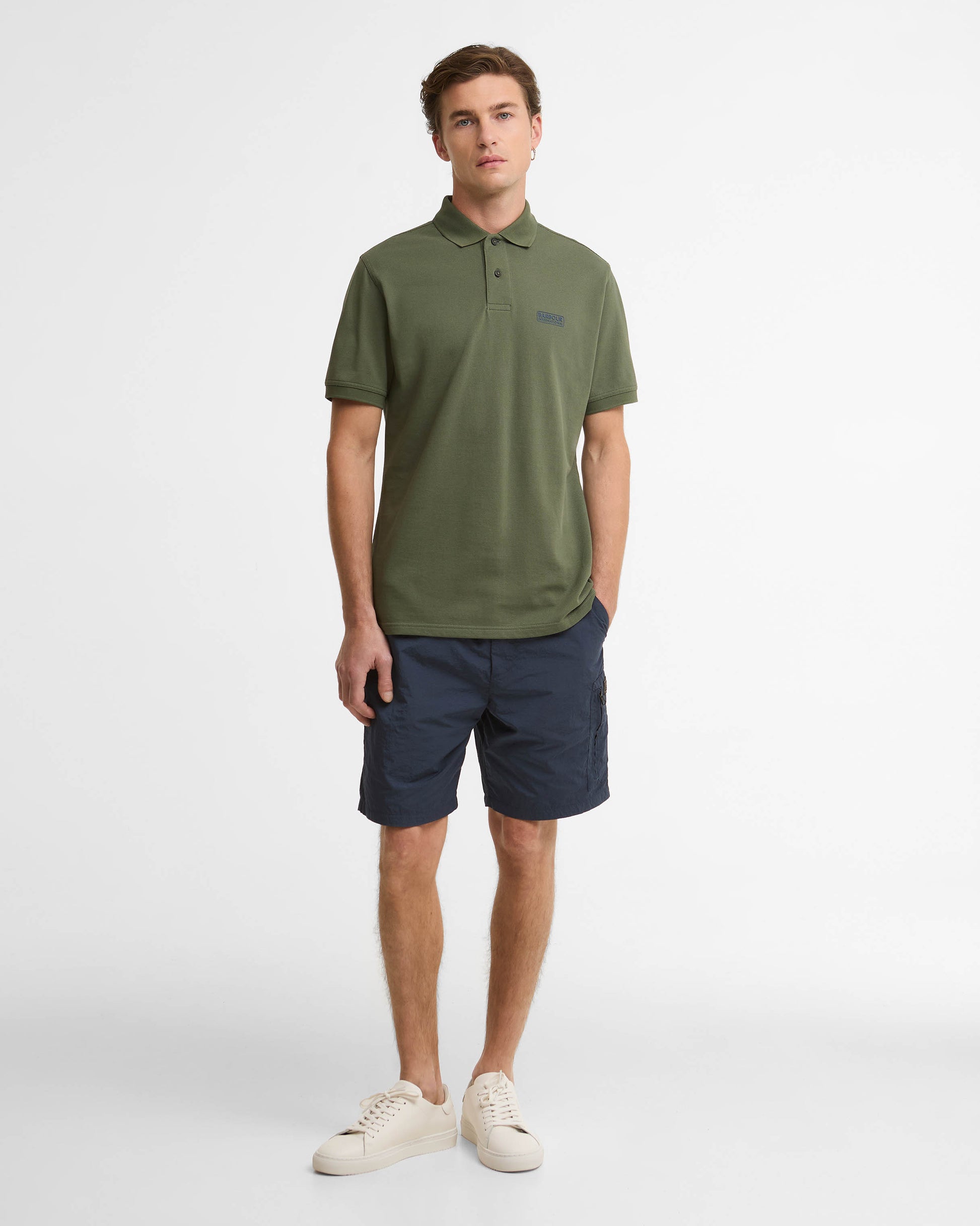 Barbour International Essential Short Sleeve Mens Polo - Thyme | CHO | Designer Mens Polo Shirts