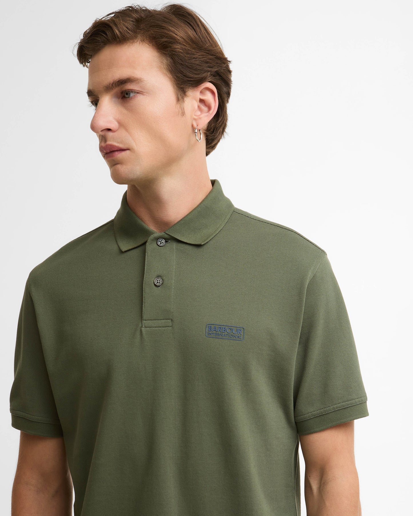 Barbour International Essential Short Sleeve Mens Polo - Thyme | CHO | Designer Mens Polo Shirts