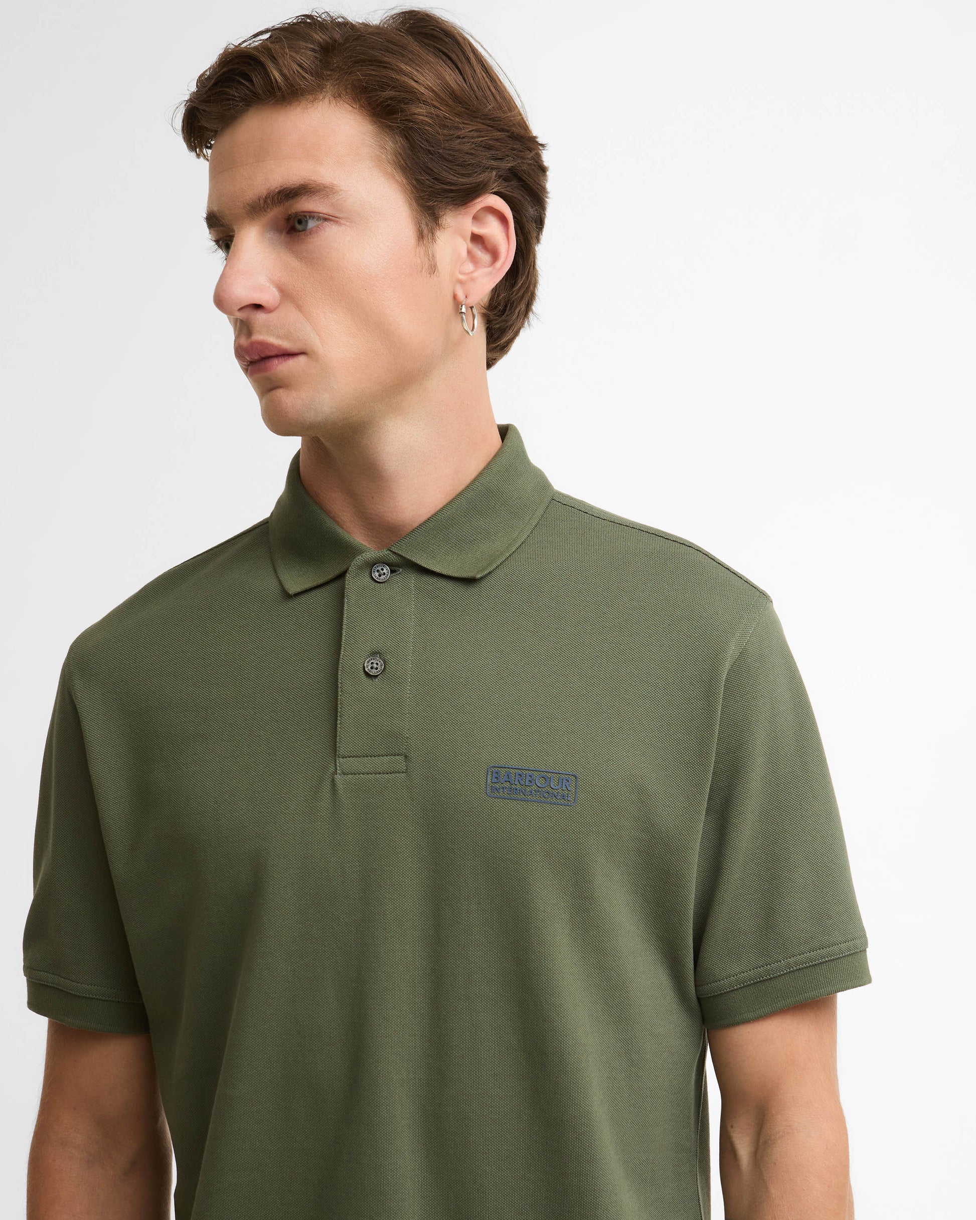 Barbour International Essential Short Sleeve Mens Polo - Thyme | CHO | Designer Mens Polo Shirts