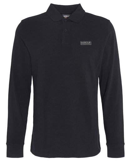 Barbour International Essential Mens Long Sleeve Polo - Black/Pewter