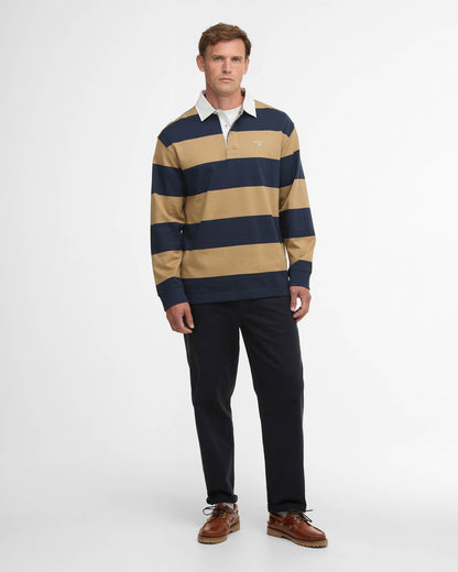 Barbour Broome Mens Rugby Shirt - Navy/Trench | CHO | Designer Mens Rugby Shirts