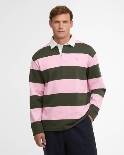 Barbour Broome Mens Rugby Shirt - Pink | CHO | Designer Mens Rugby Shirts