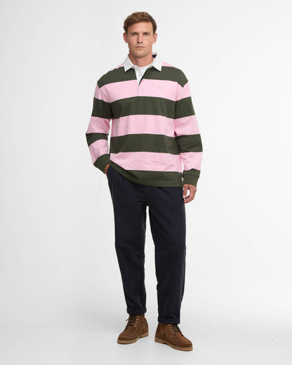 Barbour Broome Mens Rugby Shirt - Pink | CHO | Designer Mens Rugby Shirts