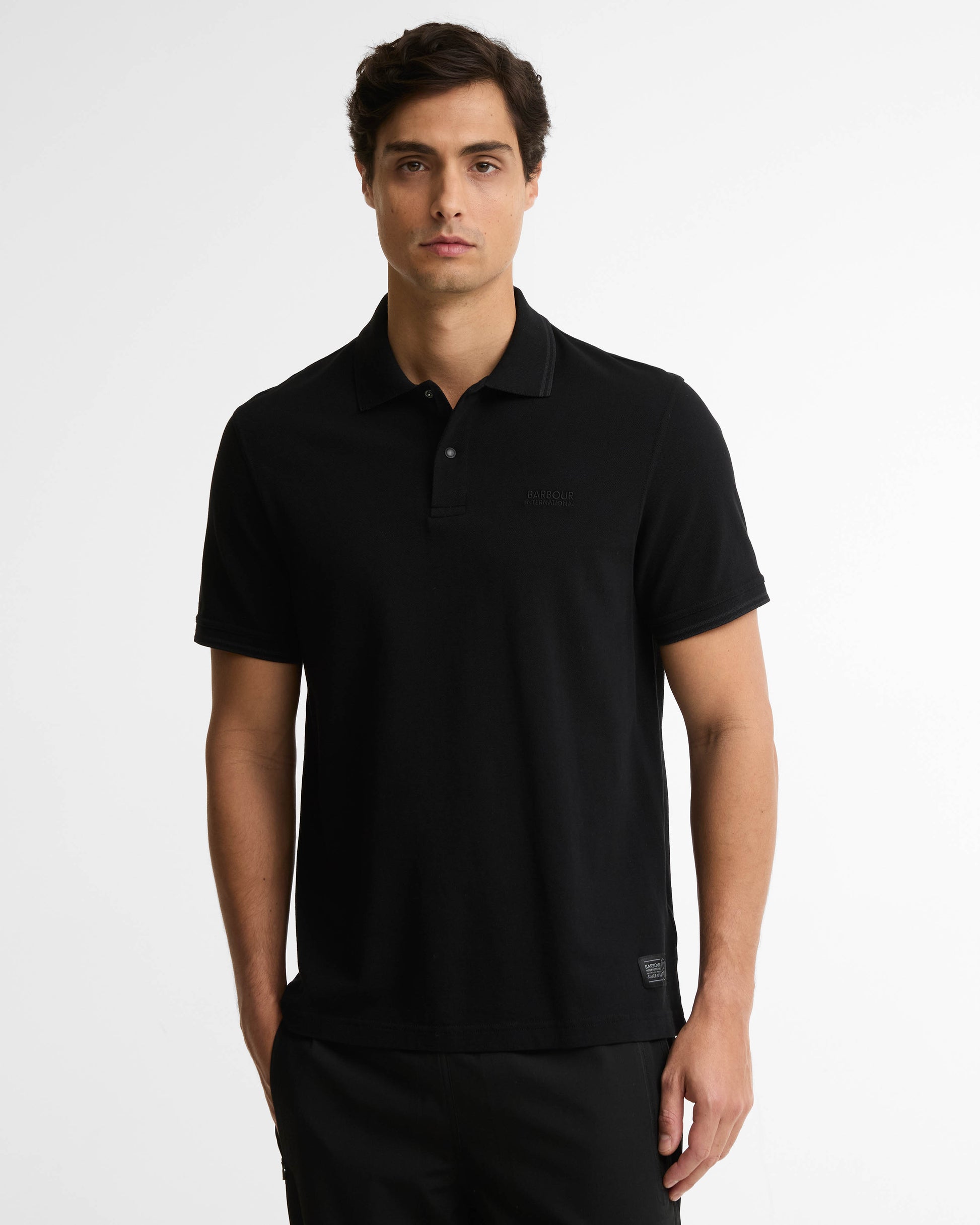 Barbour International 90th Anniversary Mens Polo Shirt - Black | CHO | Designer Mens Short Sleeve Polo Shirts