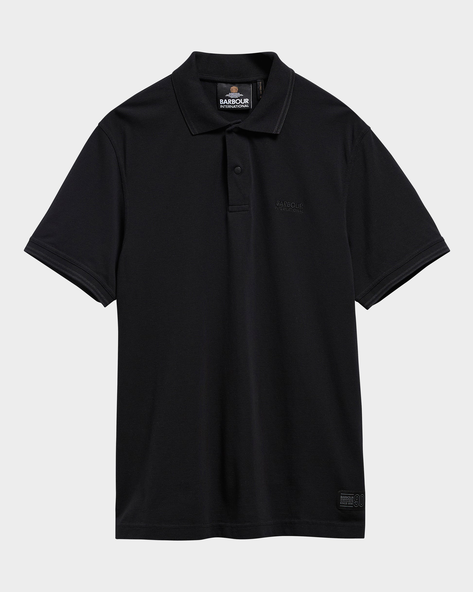 Barbour International 90th Anniversary Mens Polo Shirt - Black | CHO | Designer Mens Short Sleeve Polo Shirts