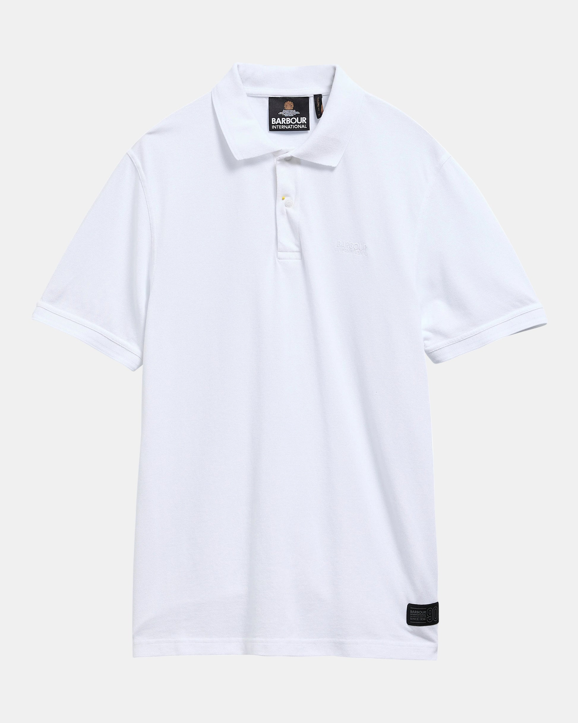 Barbour International 90th Anniversary Mens Polo Shirt - White | CHO | Designer Mens Short Sleeve Polo Shirts