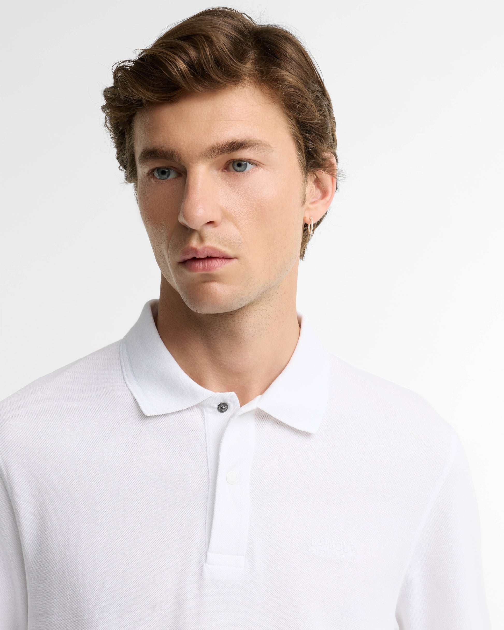 Barbour International 90th Anniversary Mens Polo Shirt - White | CHO | Designer Mens Short Sleeve Polo Shirts