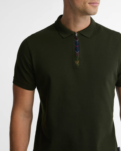 Barbour Stately Mens Zip Polo Shirt - Sage | CHO | Designer Mens Short Sleeve Polo Shirts