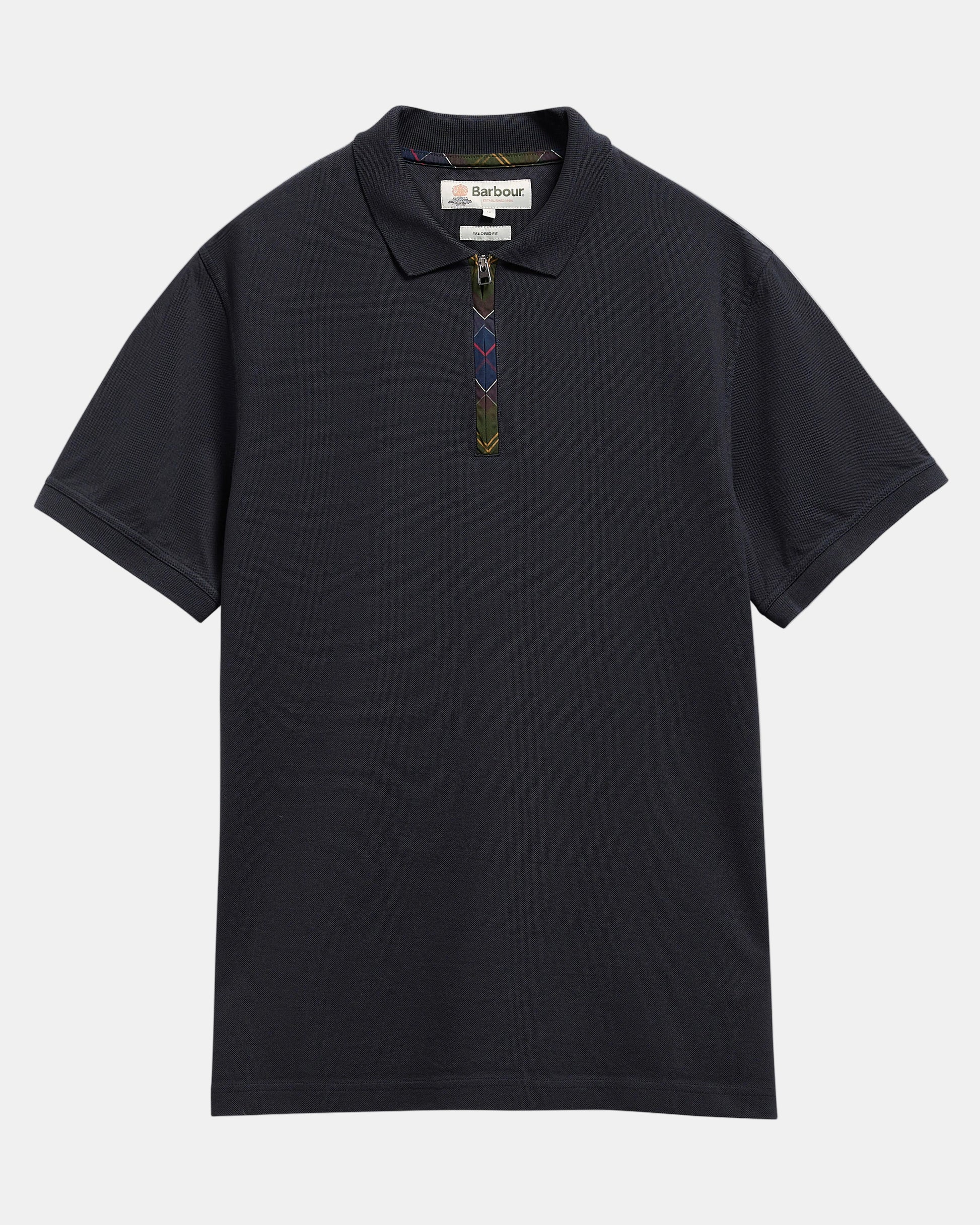 Barbour Stately Mens Zip Polo Shirt - Navy | CHO | Designer Mens Short Sleeve Polo Shirts