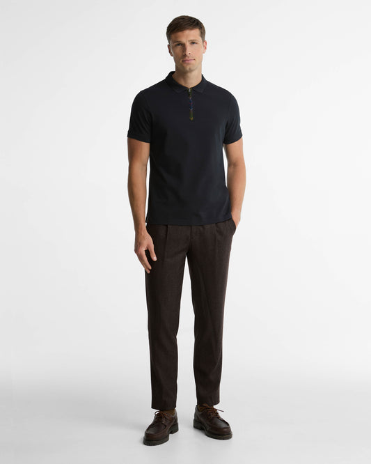 Barbour Stately Mens Zip Polo Shirt - Navy | CHO | Designer Mens Short Sleeve Polo Shirts